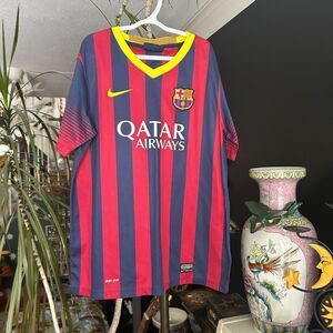 Barcelona FC Jersey Kids XLARGE red football nike striped 2013-14 home size XL